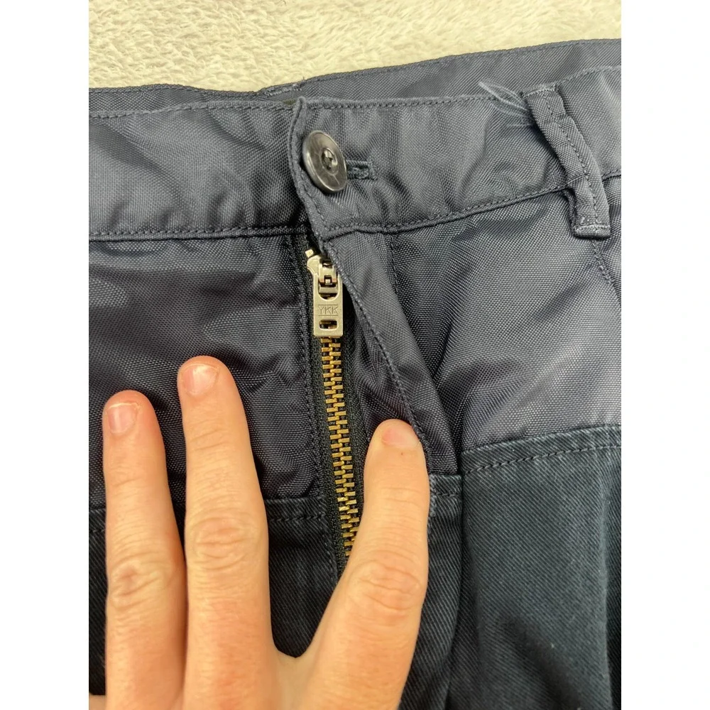 Helmut Lang Pants Sz 30 Mens Navy Blue Mixed Media Nylon Yoke Pleated Tapered